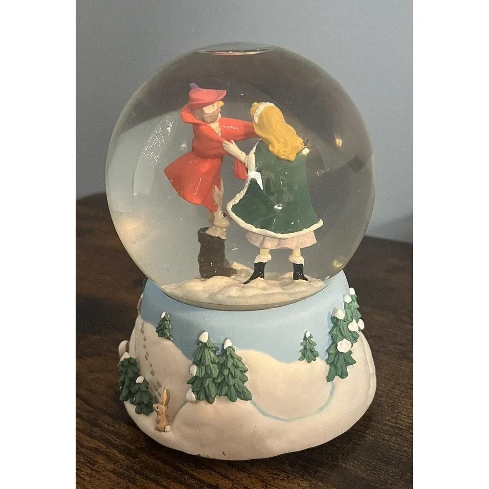 Disney Musical Snow Globe Cinderella Dancing With Animals Owl